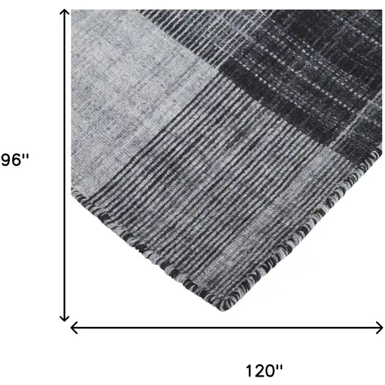Black And Gray Plaid Hand Loomed Area Rug Photo 6
