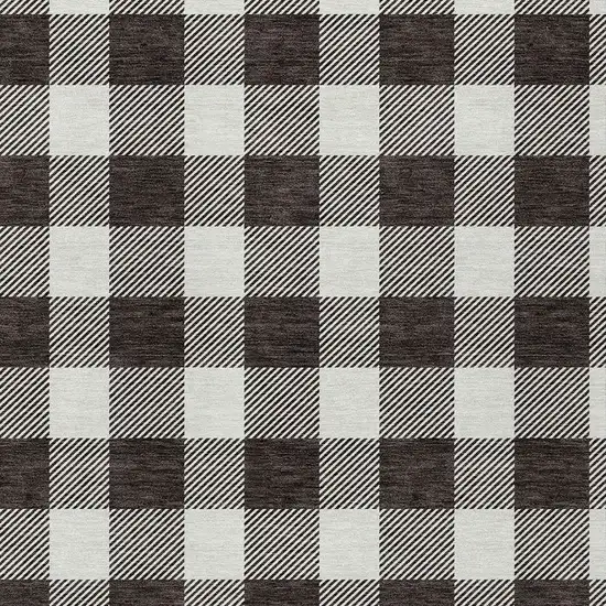Black And Gray Plaid Washable Indoor Outdoor Area Rug Photo 6