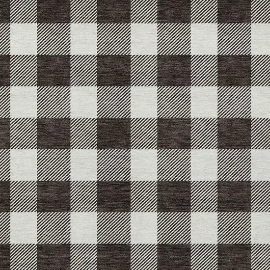 Black And Gray Plaid Washable Indoor Outdoor Area Rug Photo 6