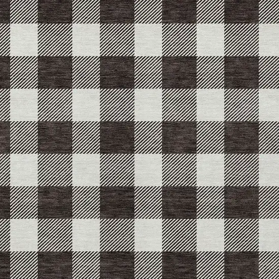 Black And Gray Plaid Washable Indoor Outdoor Area Rug Photo 6