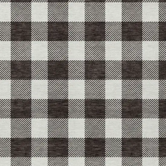 Black And Gray Plaid Washable Indoor Outdoor Area Rug Photo 6