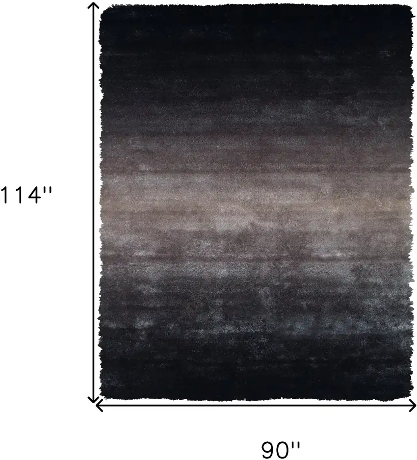 Black And Gray Shag Tufted Handmade Area Rug Photo 6
