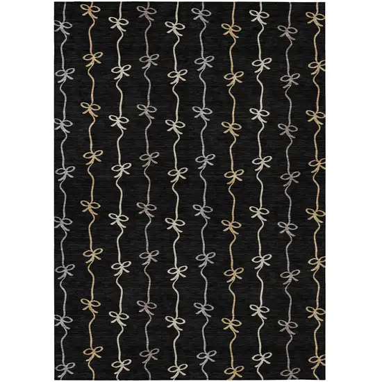 Black And Gray Southwestern Washable Indoor Outdoor Area Rug Photo 1