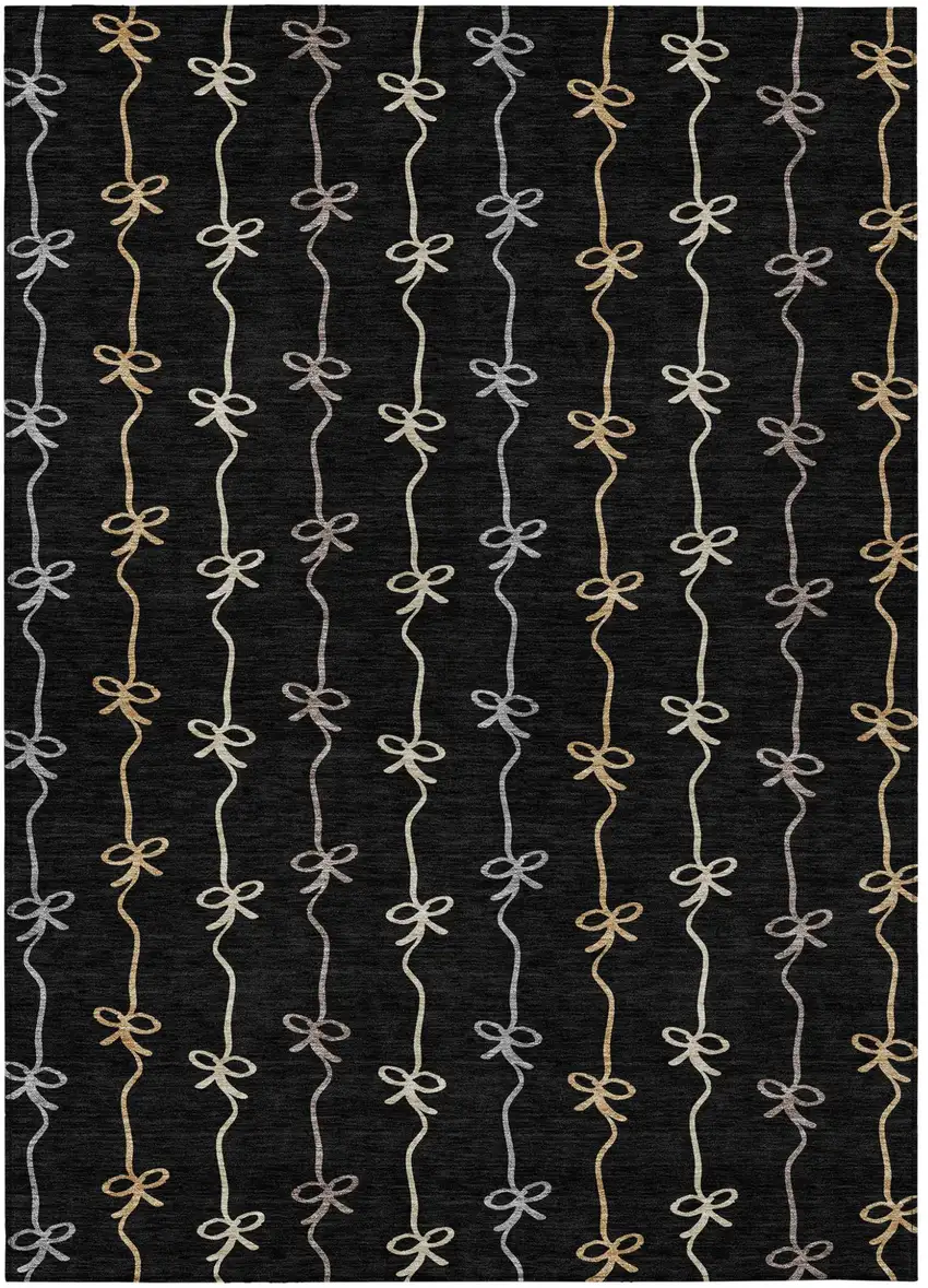 Black And Gray Southwestern Washable Indoor Outdoor Area Rug Photo 1