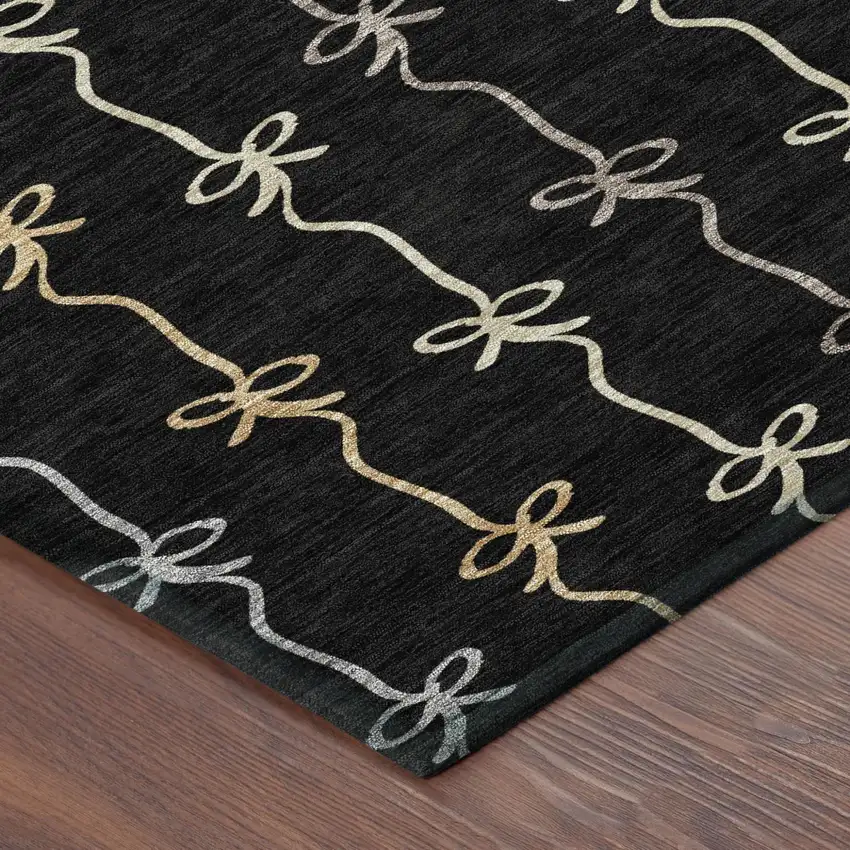 Black And Gray Southwestern Washable Indoor Outdoor Area Rug Photo 4