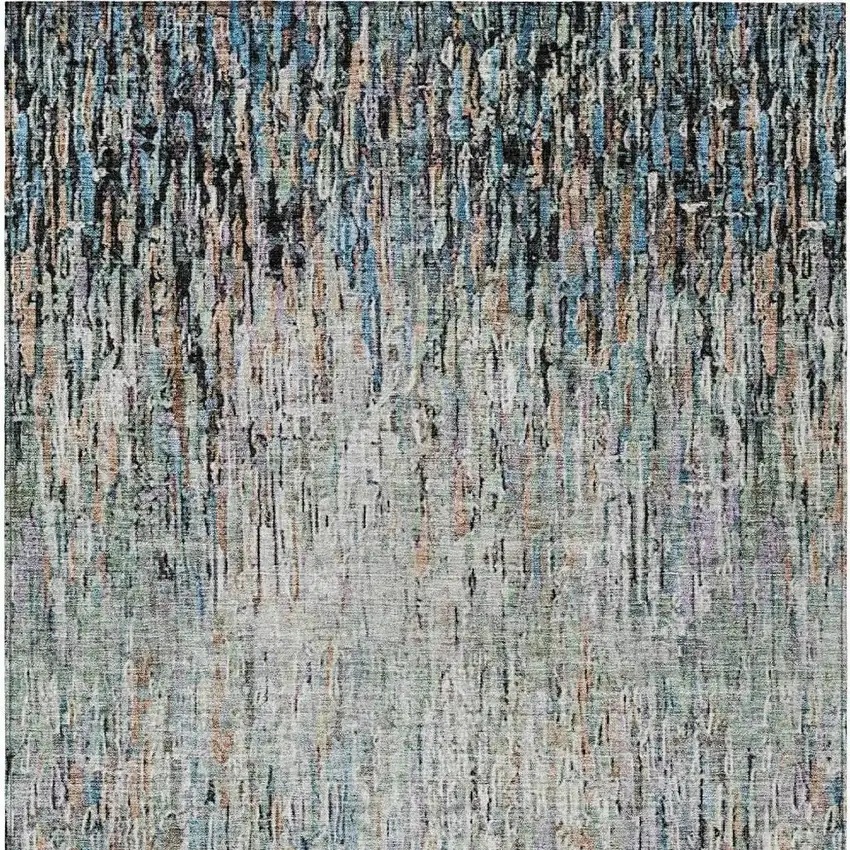 Black And Gray Striped Washable Indoor Outdoor Area Rug Photo 3