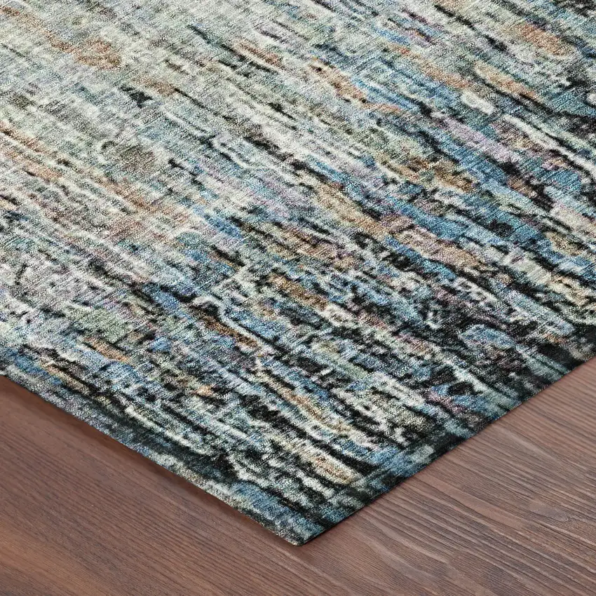 Black And Gray Striped Washable Indoor Outdoor Area Rug Photo 8