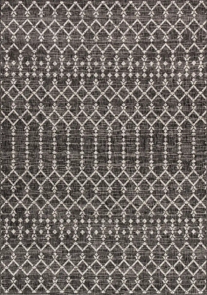 Black And Gray Trellis Indoor Outdoor Area Rug Photo 3