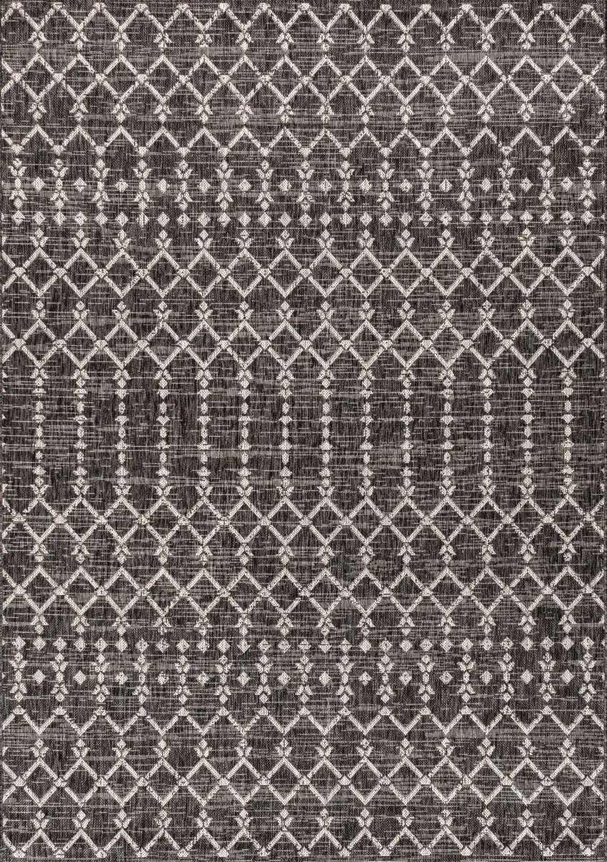 Black And Gray Trellis Indoor Outdoor Area Rug Photo 1