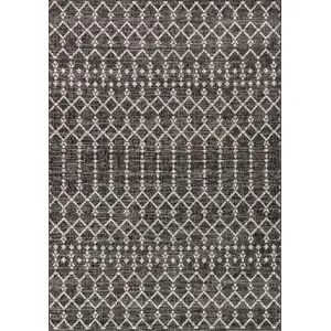 Photo of Black And Gray Trellis Indoor Outdoor Area Rug