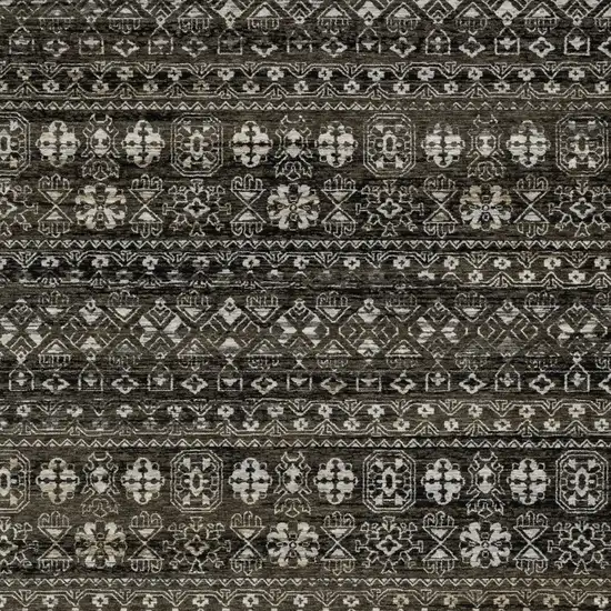 Black And Gray Tribal Area Rug With Fringe Photo 4
