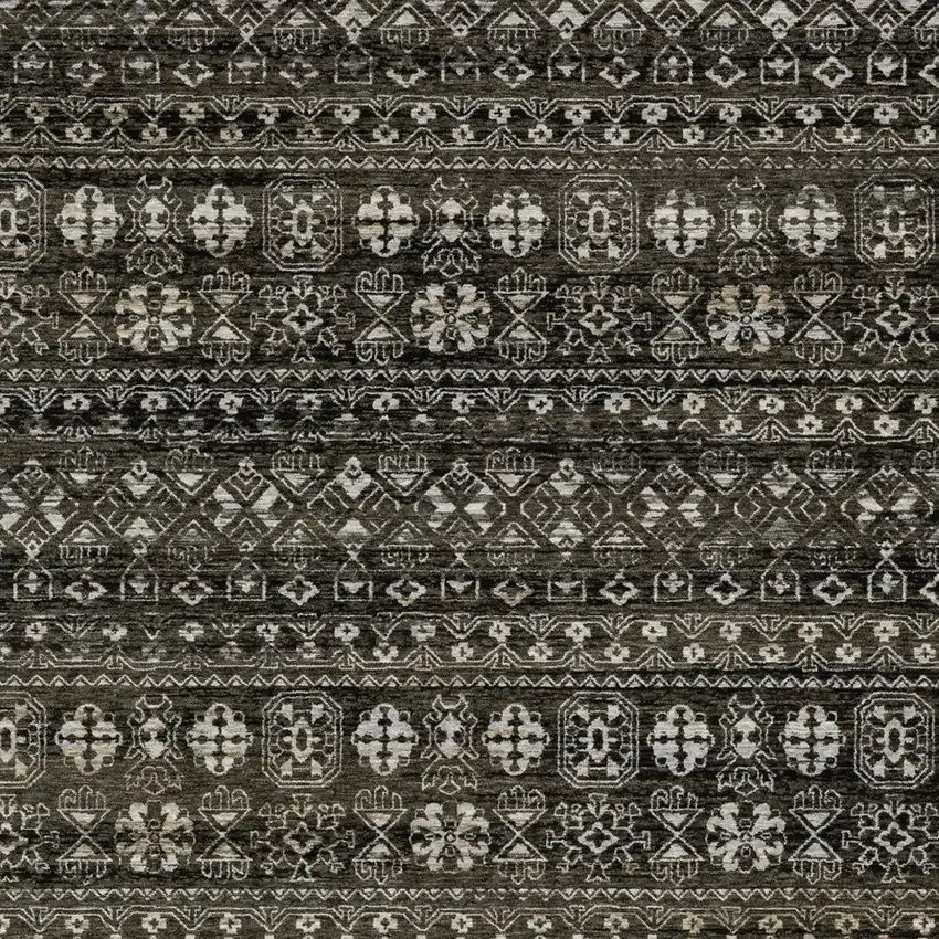 Black And Gray Tribal Area Rug With Fringe Photo 4