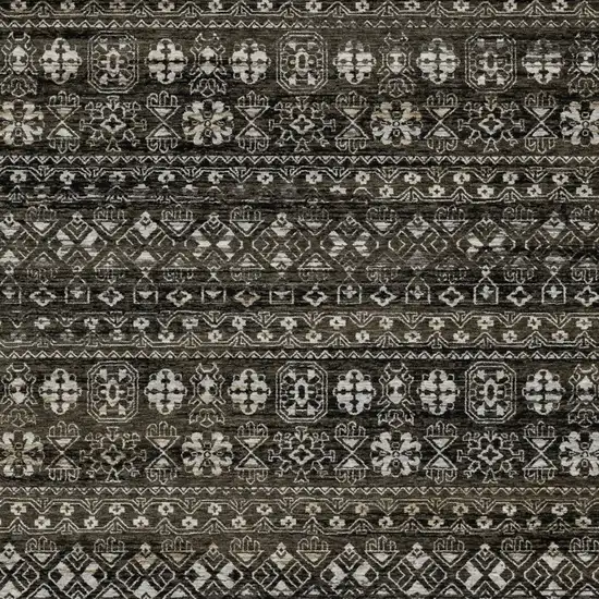 Black And Gray Tribal Area Rug With Fringe Photo 4