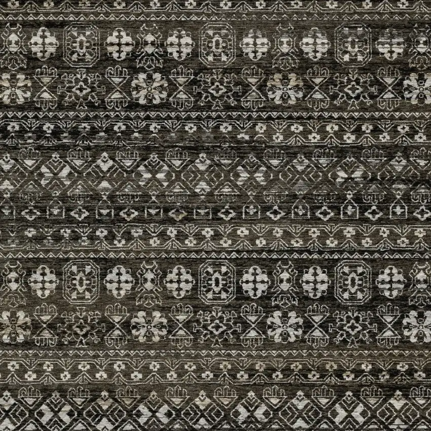 Black And Gray Tribal Area Rug With Fringe Photo 4