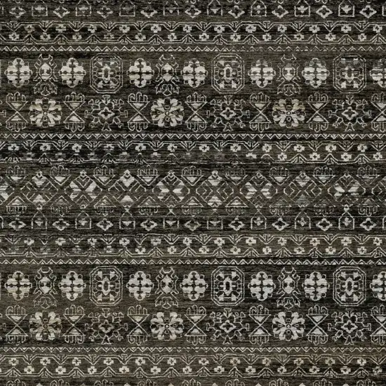 Black And Gray Tribal Area Rug With Fringe Photo 4