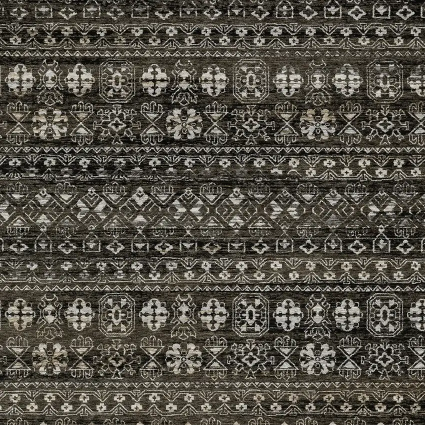 Black And Gray Tribal Area Rug With Fringe Photo 4