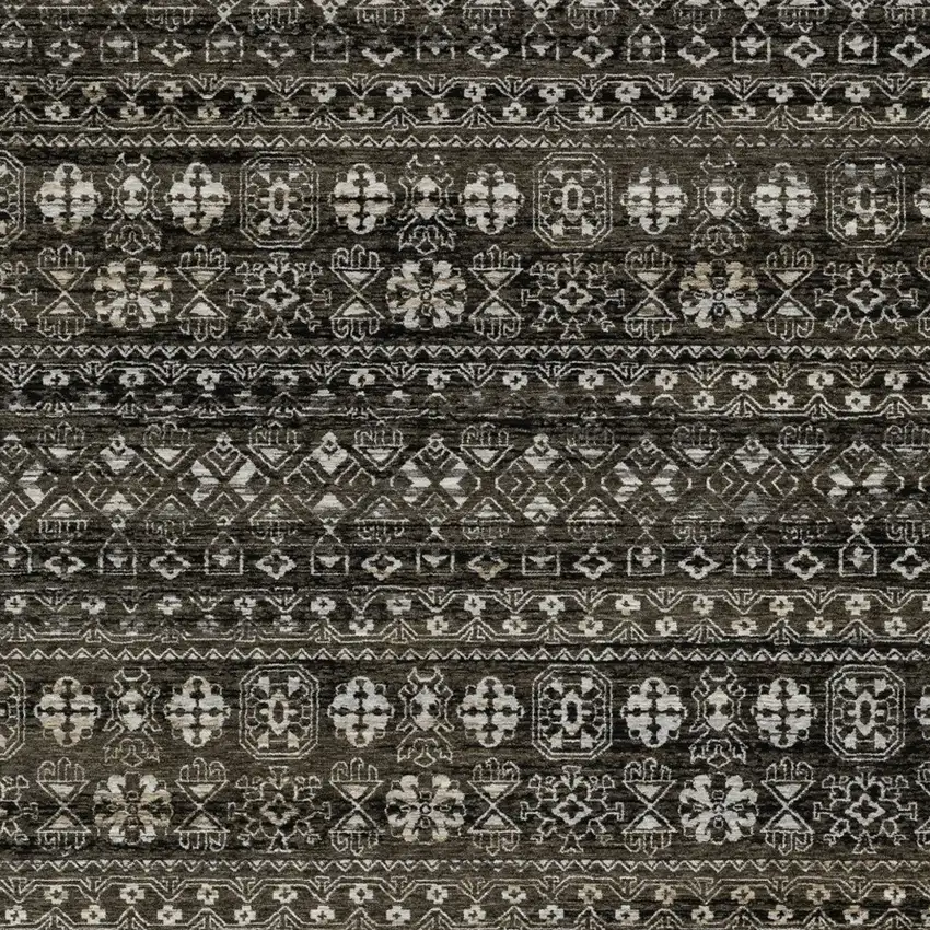 Black And Gray Tribal Area Rug With Fringe Photo 5