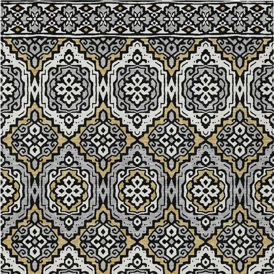 Black And Gray Tribal Washable Indoor Outdoor Area Rug Photo 6