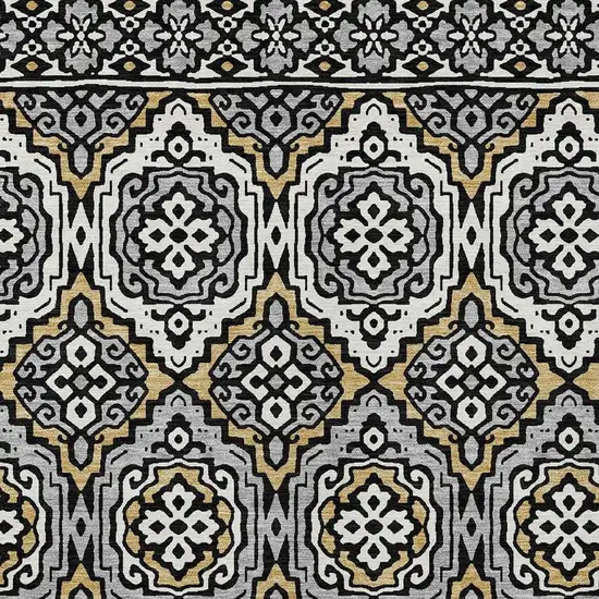 Black And Gray Tribal Washable Indoor Outdoor Area Rug Photo 3