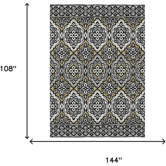 Black And Gray Tribal Washable Indoor Outdoor Area Rug Photo 9