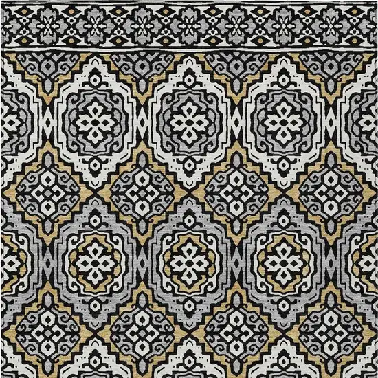 Black And Gray Tribal Washable Indoor Outdoor Area Rug Photo 4