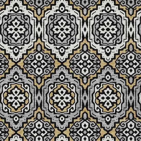 Black And Gray Tribal Washable Indoor Outdoor Area Rug Photo 5