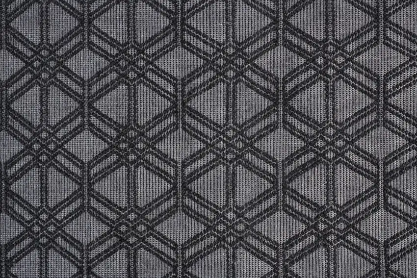 Black And Gray Wool Geometric Hand Woven Area Rug With Fringe Photo 8