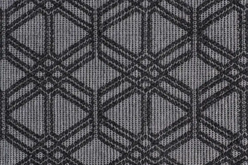 Black And Gray Wool Geometric Hand Woven Area Rug With Fringe Photo 7