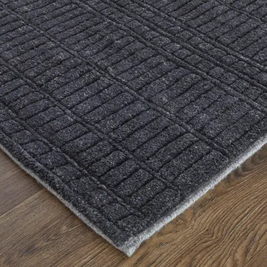 Black And Gray Wool Hand Knotted Area Rug Photo 3
