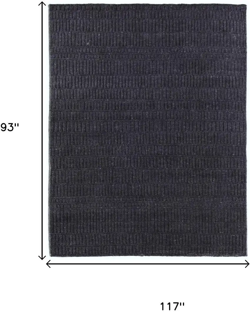 Black And Gray Wool Hand Knotted Area Rug Photo 7