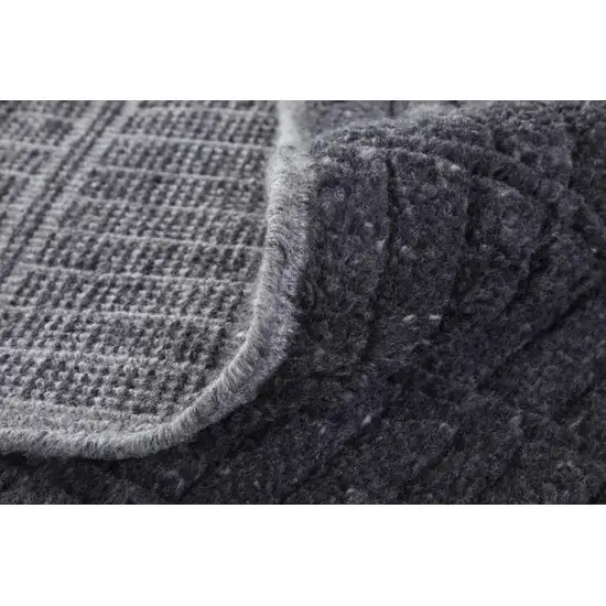 Black And Gray Wool Hand Knotted Area Rug Photo 6