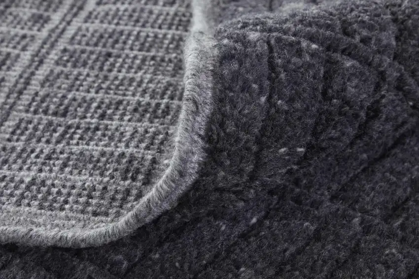 Black And Gray Wool Hand Knotted Area Rug Photo 6