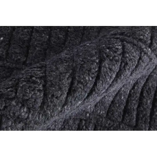 Black And Gray Wool Hand Knotted Area Rug Photo 4