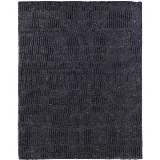 Black And Gray Wool Hand Knotted Area Rug Photo 2