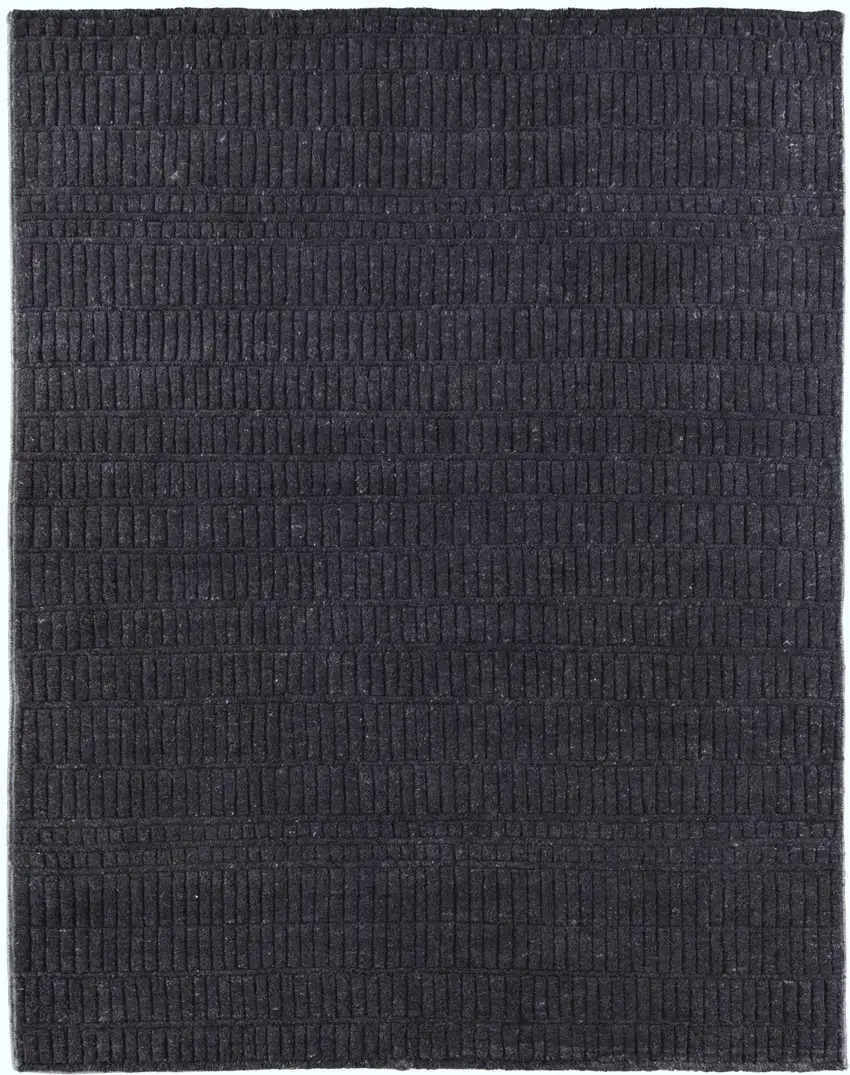 Black And Gray Wool Hand Knotted Area Rug Photo 2