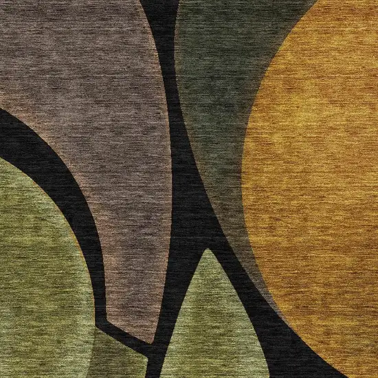 Black And Green Abstract Washable Indoor Outdoor Area Rug Photo 2