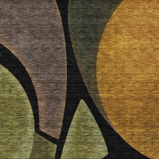 Black And Green Abstract Washable Indoor Outdoor Area Rug Photo 2