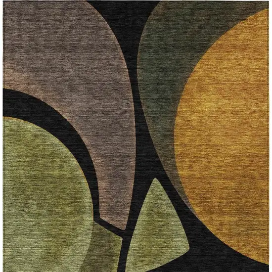 Black And Green Abstract Washable Indoor Outdoor Area Rug Photo 3