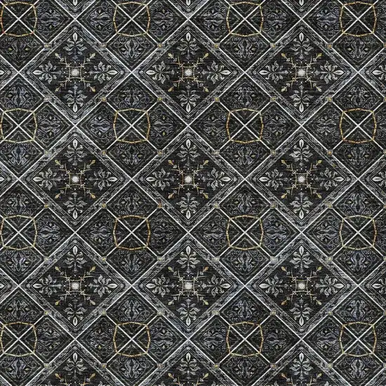 Black And Green Geometric Washable Indoor Outdoor Area Rug Photo 3