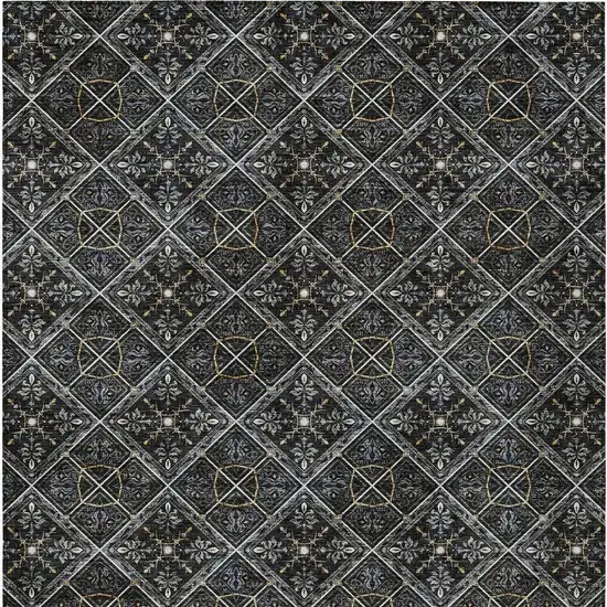 Black And Green Geometric Washable Indoor Outdoor Area Rug Photo 4