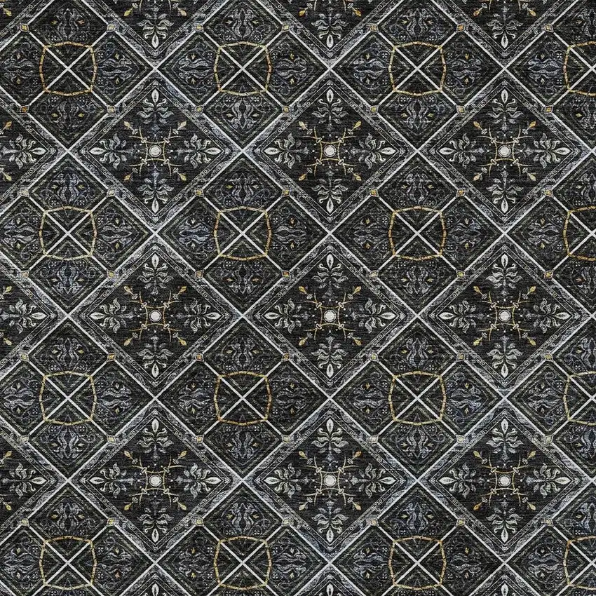 Black And Green Geometric Washable Indoor Outdoor Area Rug Photo 5