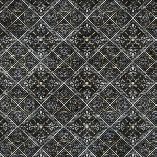 Black And Green Geometric Washable Indoor Outdoor Area Rug Photo 5