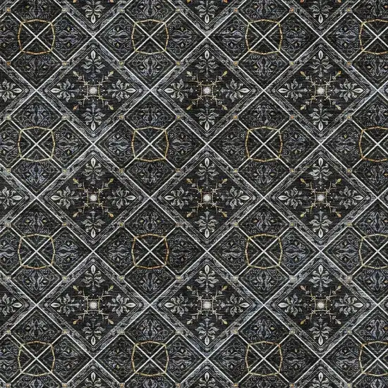 Black And Green Geometric Washable Indoor Outdoor Area Rug Photo 3