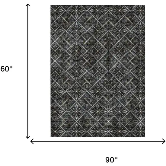 Black And Green Geometric Washable Indoor Outdoor Area Rug Photo 9