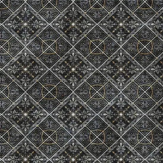 Black And Green Geometric Washable Indoor Outdoor Area Rug Photo 5