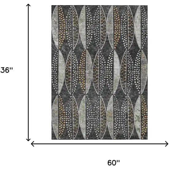 Black And Green Geometric Washable Indoor Outdoor Area Rug Photo 6