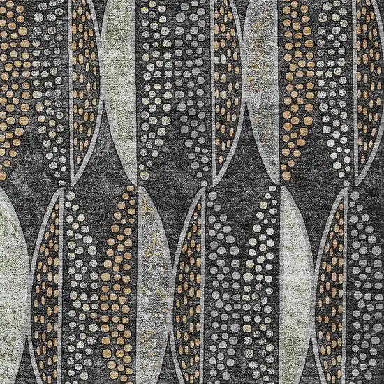 Black And Green Geometric Washable Indoor Outdoor Area Rug Photo 3