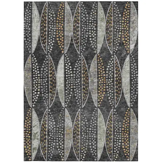 Black And Green Geometric Washable Indoor Outdoor Area Rug Photo 4