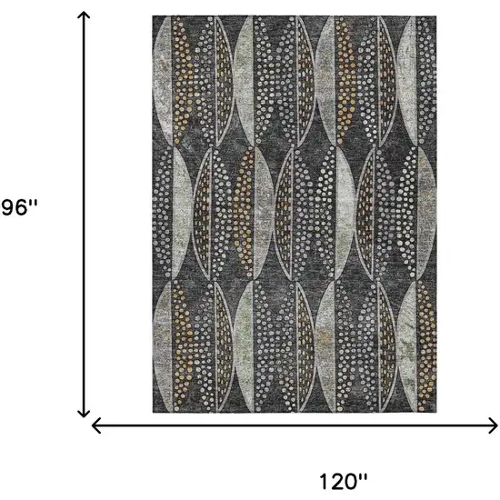 Black And Green Geometric Washable Indoor Outdoor Area Rug Photo 6