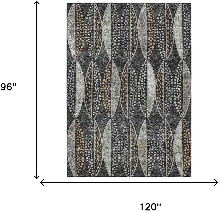 Black And Green Geometric Washable Indoor Outdoor Area Rug Photo 6